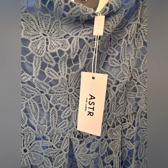 ASTR Lace Midi Dress in Blue - Picture 3 of 5